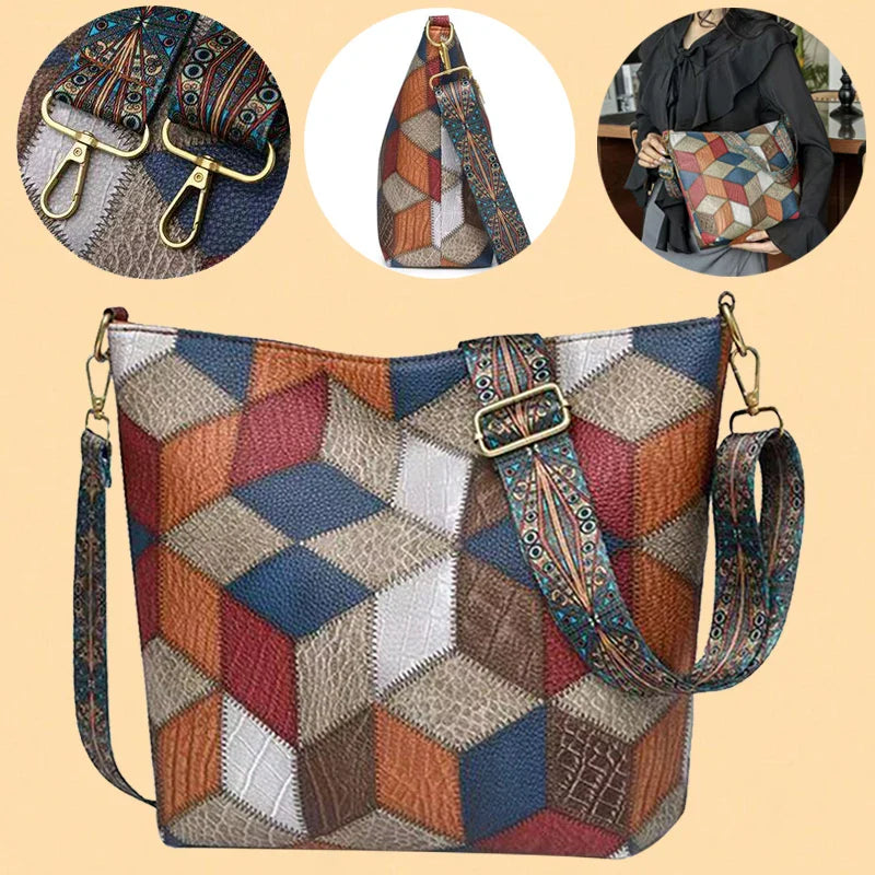 PATCH | Bolso de mano de piel mosaico