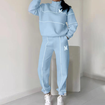 Conjunto de sudadera casual de 2 piezas con línea