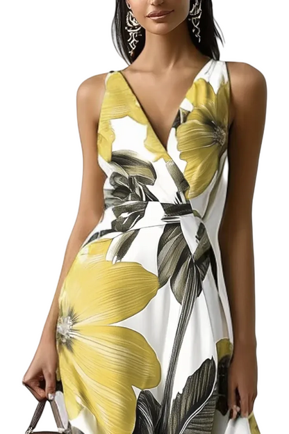 CHELO | Vestido maxi floral con escote en V