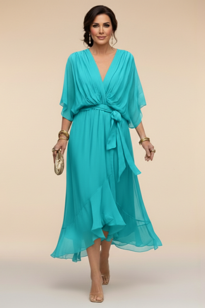 ESTEFFI | Vestido de Chiffon con escote en V