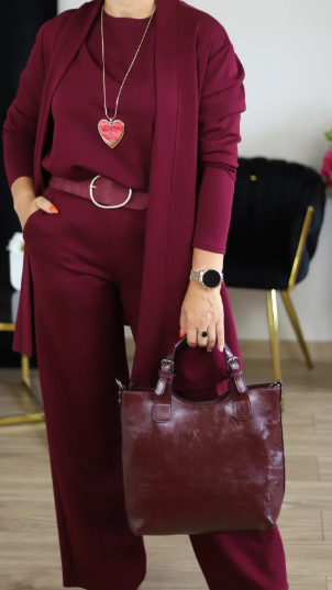 LUNA MIA | Elegante conjunto de 3 piezas para mujer con cárdigan, top y pantalón