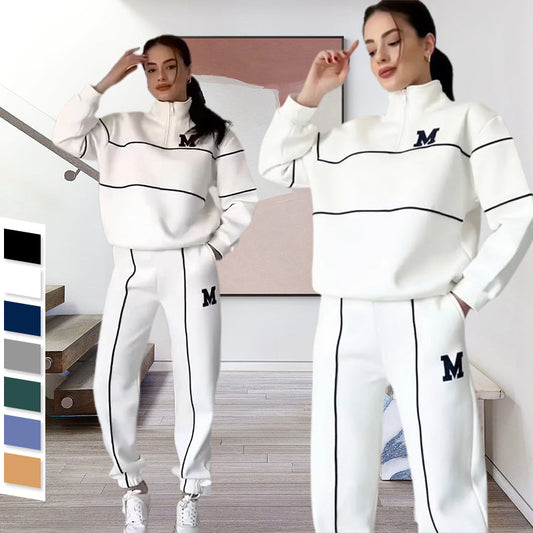 Conjunto de sudadera casual de 2 piezas con línea