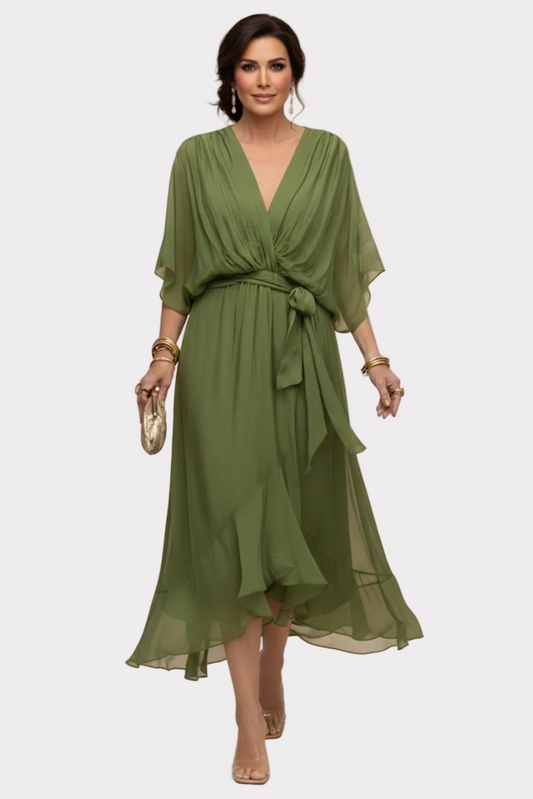 ESTEFFI | Vestido de Chiffon con escote en V