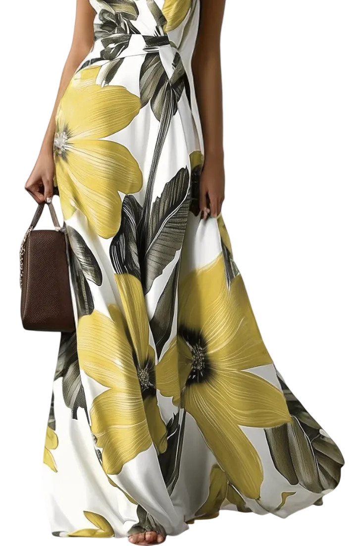 CHELO | Vestido maxi floral con escote en V