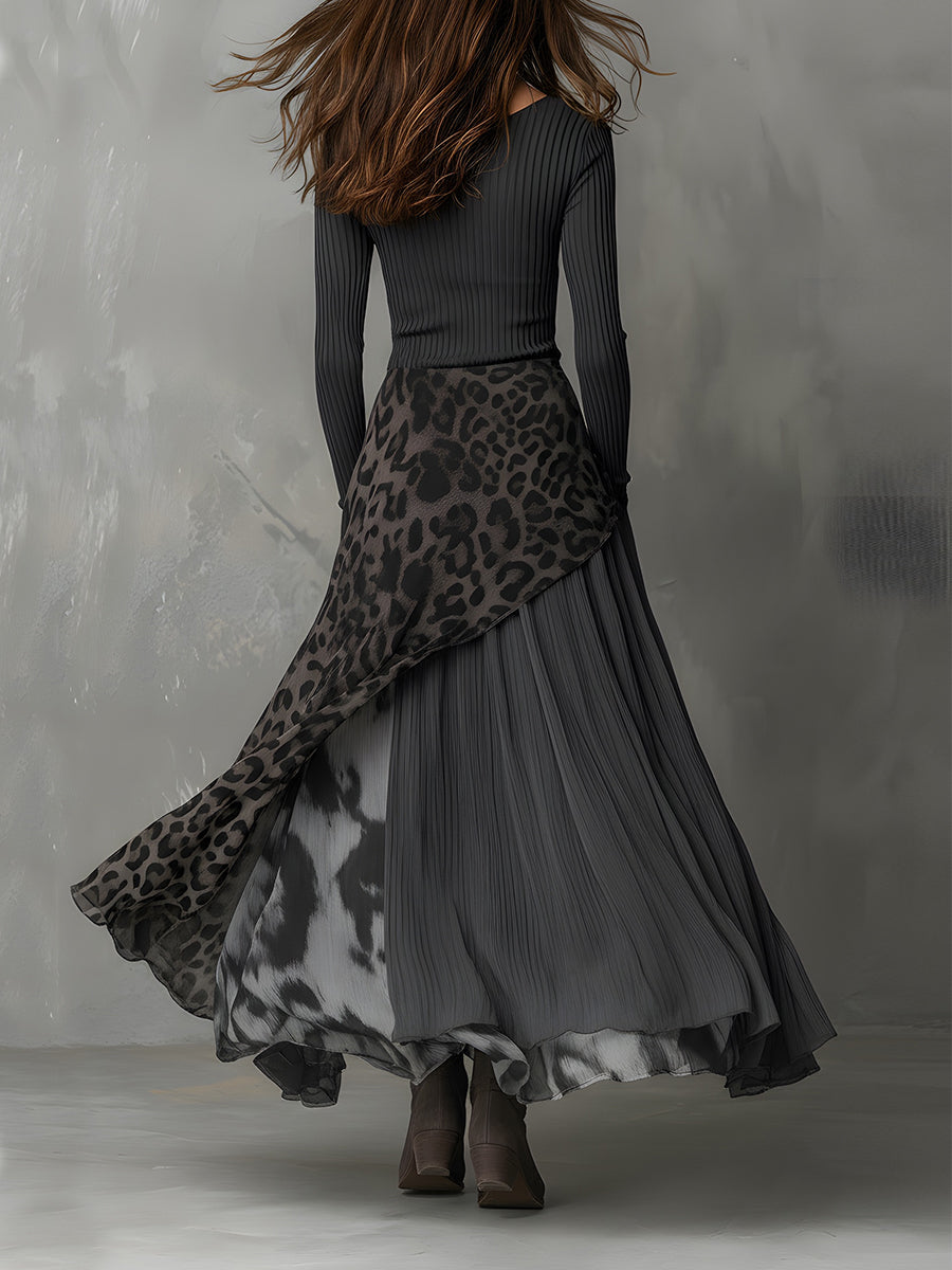 CARMEN | Vestido maxi bohemio con estampado leopardo