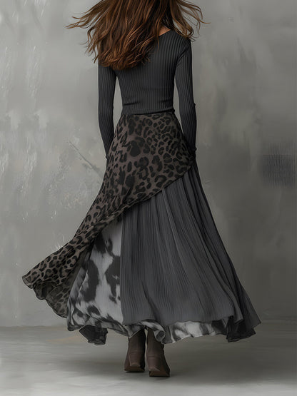 CARMEN | Vestido maxi bohemio con estampado leopardo