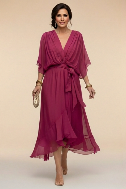 ESTEFFI | Vestido de Chiffon con escote en V