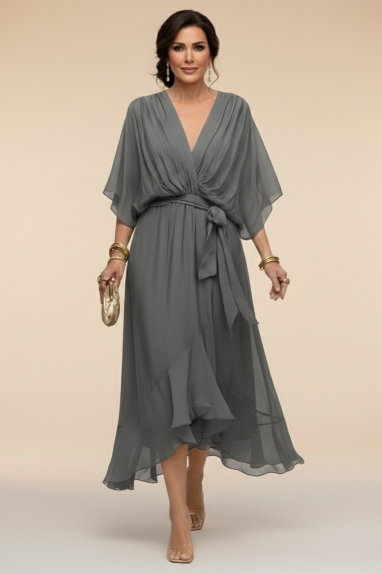 ESTEFFI | Vestido de Chiffon con escote en V