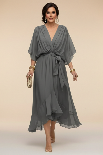 ESTEFFI | Vestido de Chiffon con escote en V