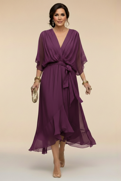 ESTEFFI | Vestido de Chiffon con escote en V