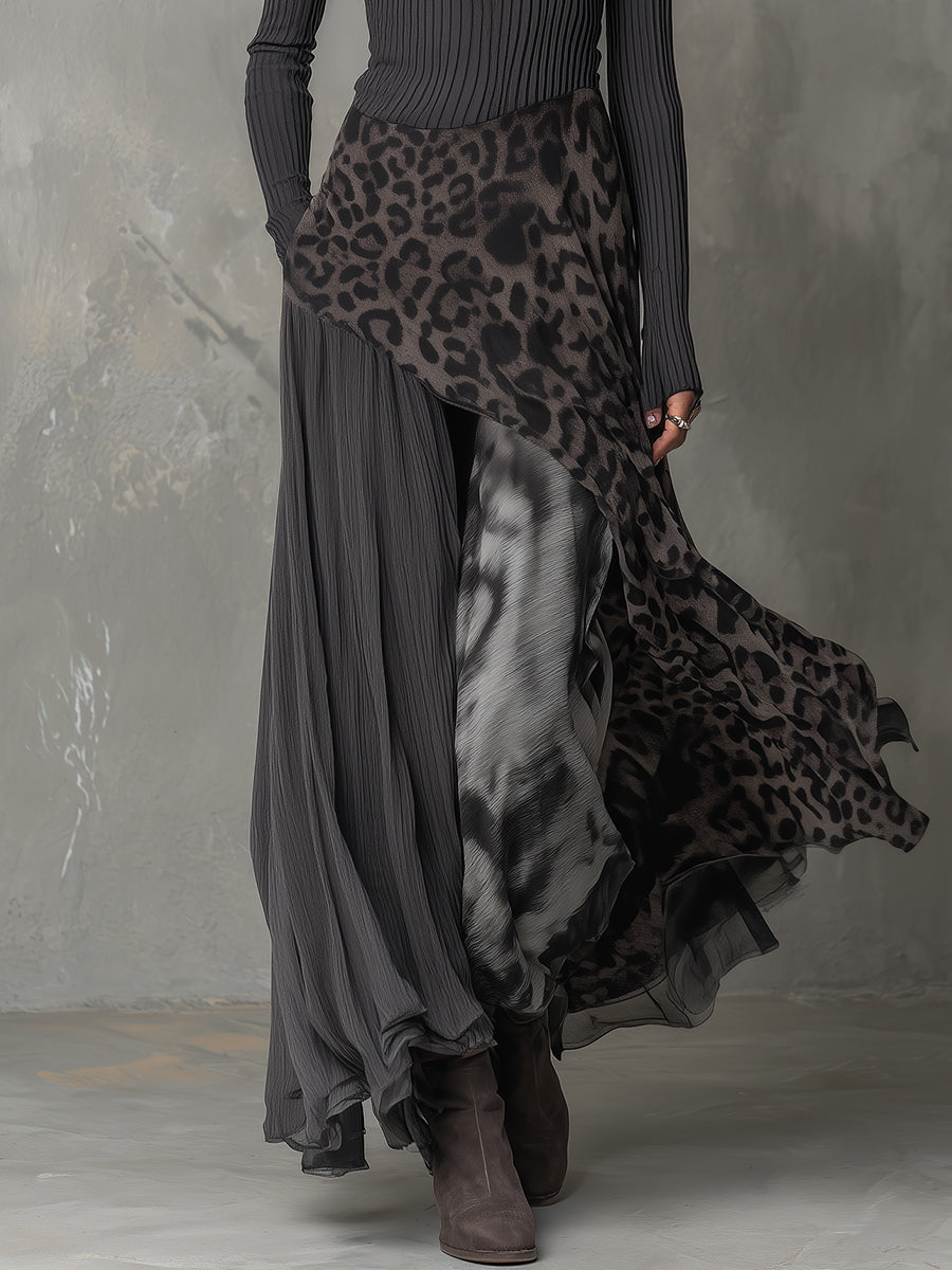CARMEN | Vestido maxi bohemio con estampado leopardo