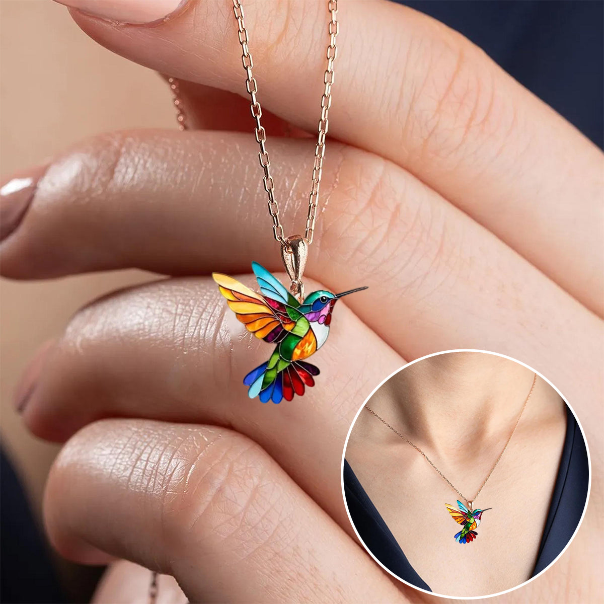 Hermoso collar de colibrí y aretes gratis – Oferta limitada