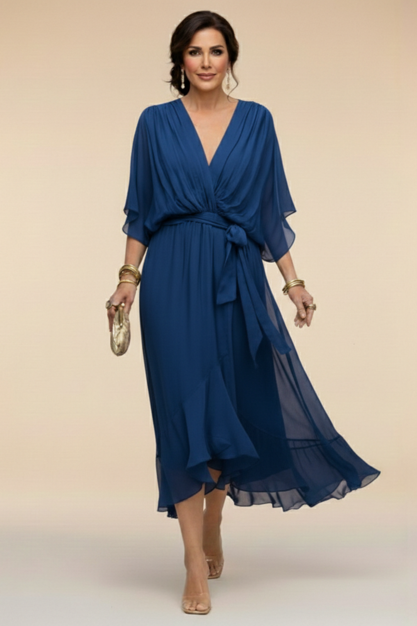 ESTEFFI | Vestido de Chiffon con escote en V