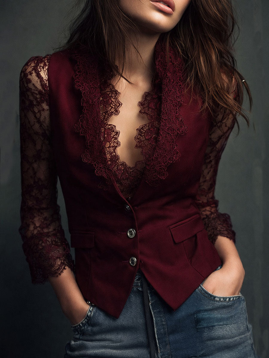 ALEXIA | Blazer negro con encaje