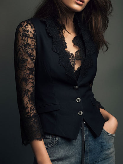 ALEXIA | Blazer negro con encaje