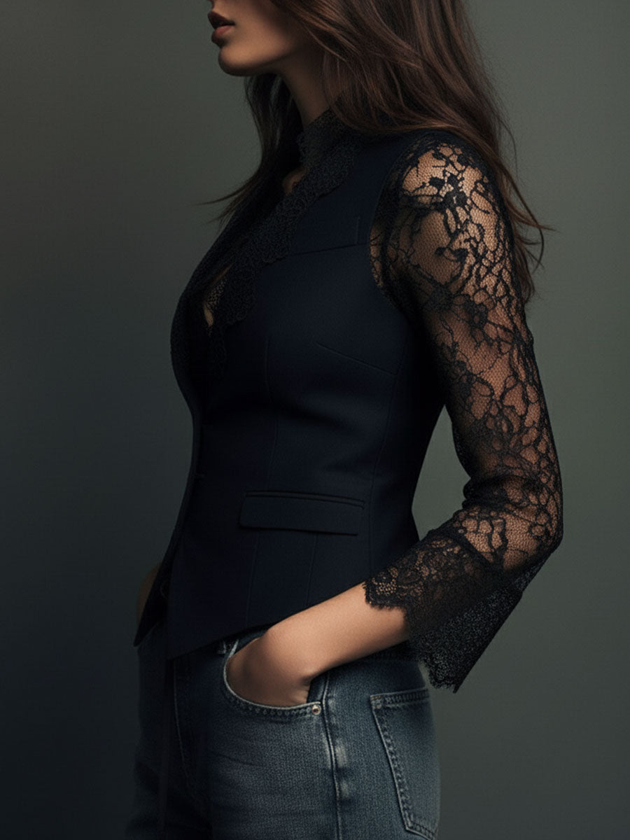 ALEXIA | Blazer negro con encaje