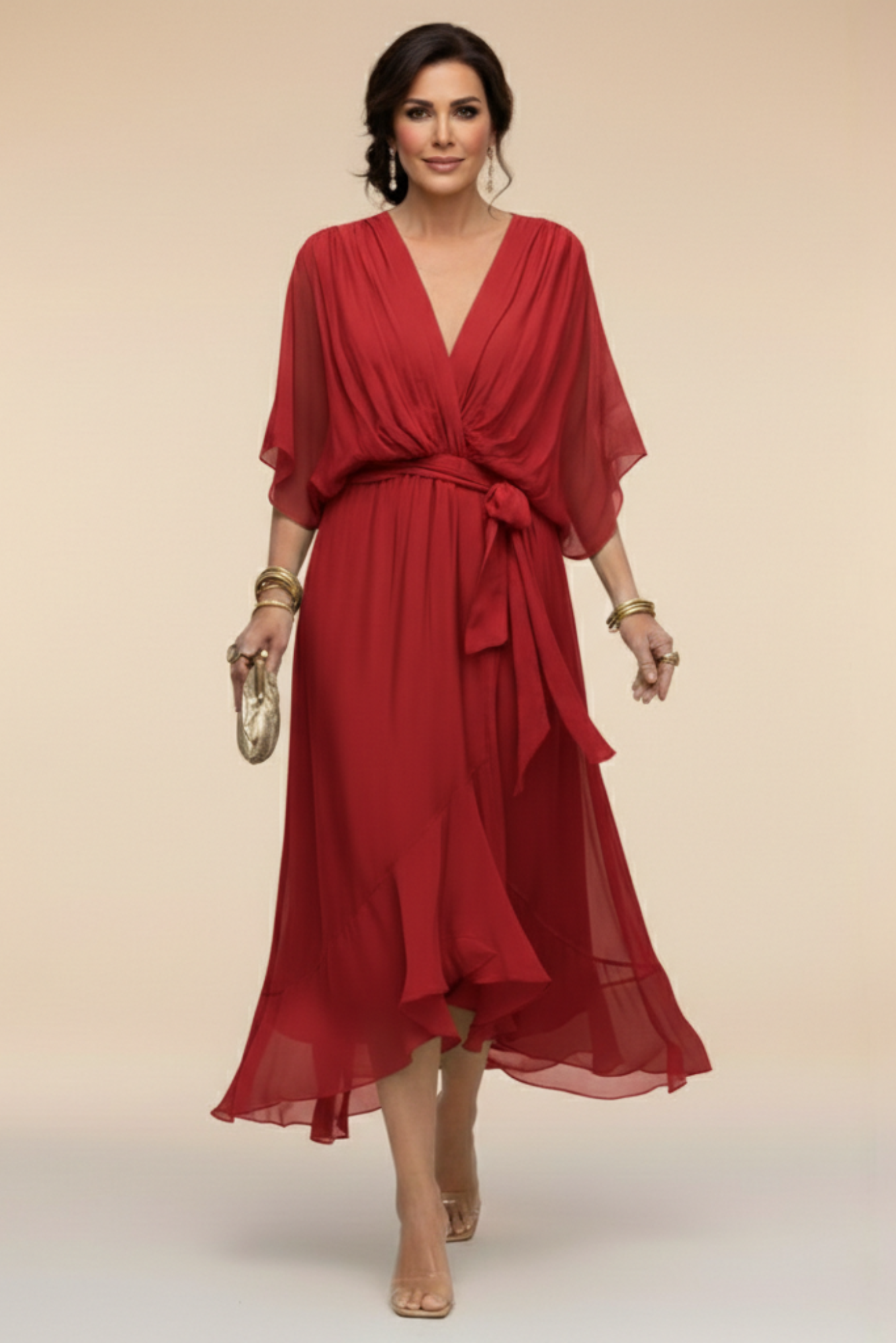 ESTEFFI | Vestido de Chiffon con escote en V