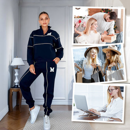 Conjunto de sudadera casual de 2 piezas con línea