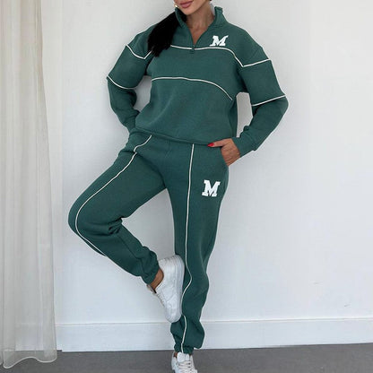 Conjunto de sudadera casual de 2 piezas con línea