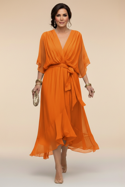 ESTEFFI | Vestido de Chiffon con escote en V
