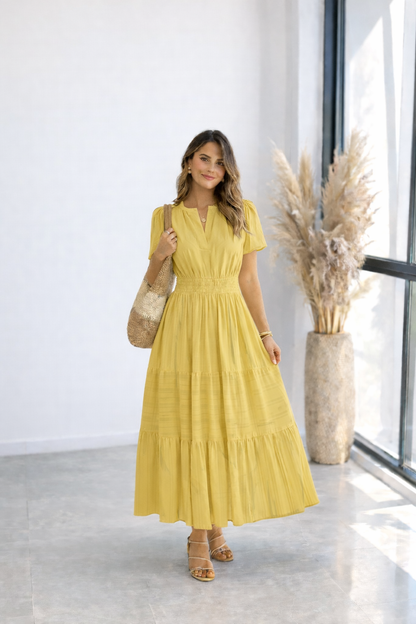 ALICIA | Vestido Blanco Fluido Elegante con Cintura Elástica