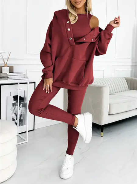 EVA | Conjunto Sport Chic: Camiseta, sudadera y pantalón