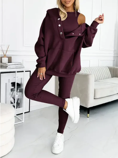 EVA | Conjunto Sport Chic: Camiseta, sudadera y pantalón