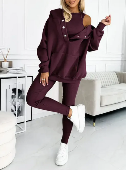 EVA | Conjunto Sport Chic: Camiseta, sudadera y pantalón