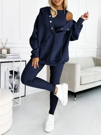 EVA | Conjunto Sport Chic: Camiseta, sudadera y pantalón