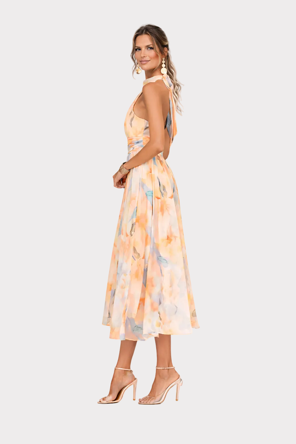 VERA™ | Vestido de Cuello Halter con Estampado de Acuarela