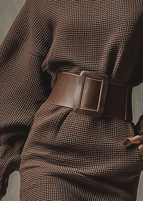 CLARITA | Vestido corto de punto con cinturón ajustado