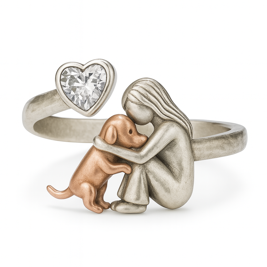 Anillo de plata hecho a mano con circonita en forma de corazón – Talla ajustable