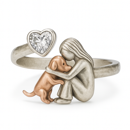 Anillo de plata hecho a mano con circonita en forma de corazón – Talla ajustable