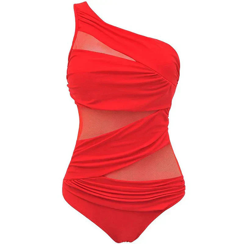 Nayla | Tu Elegante Traje de Baño de Hombro Único en Tallas Comodas