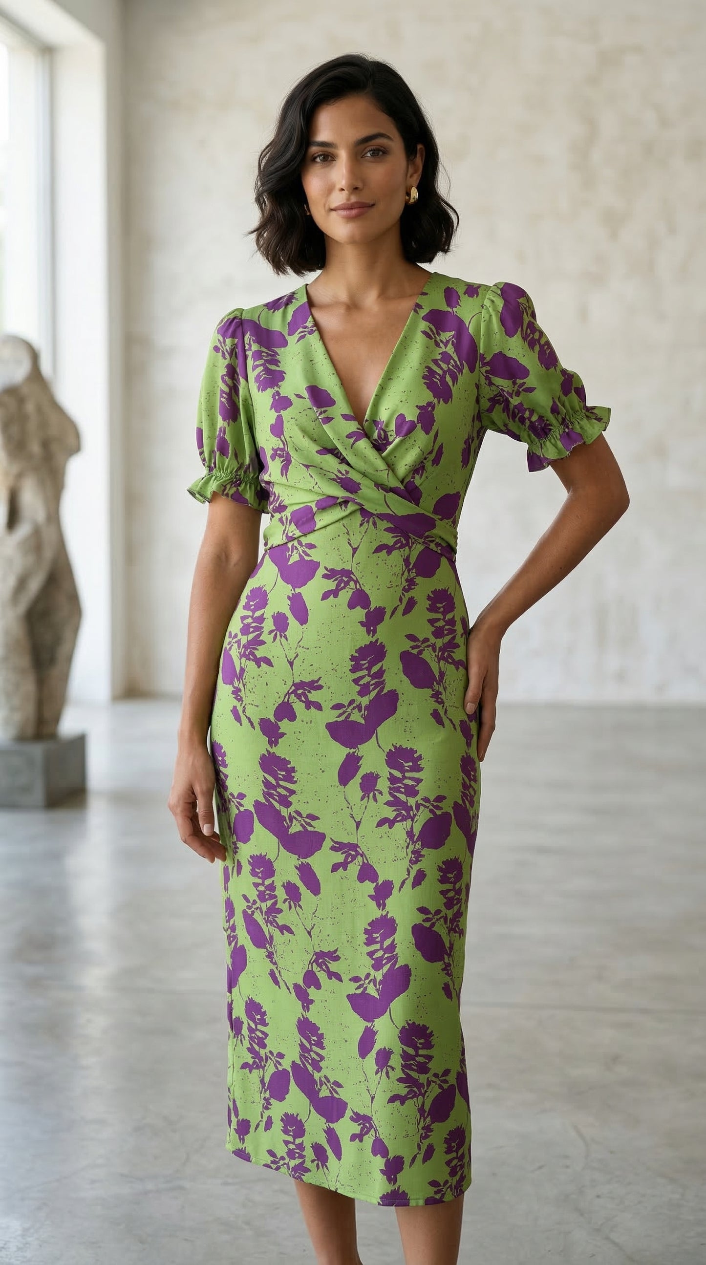 ALMA | Vestido Maxi con Nudo Frontal y Estampado Floral Delicado