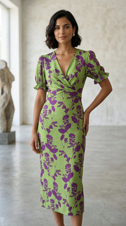 ALMA | Vestido Maxi con Nudo Frontal y Estampado Floral Delicado