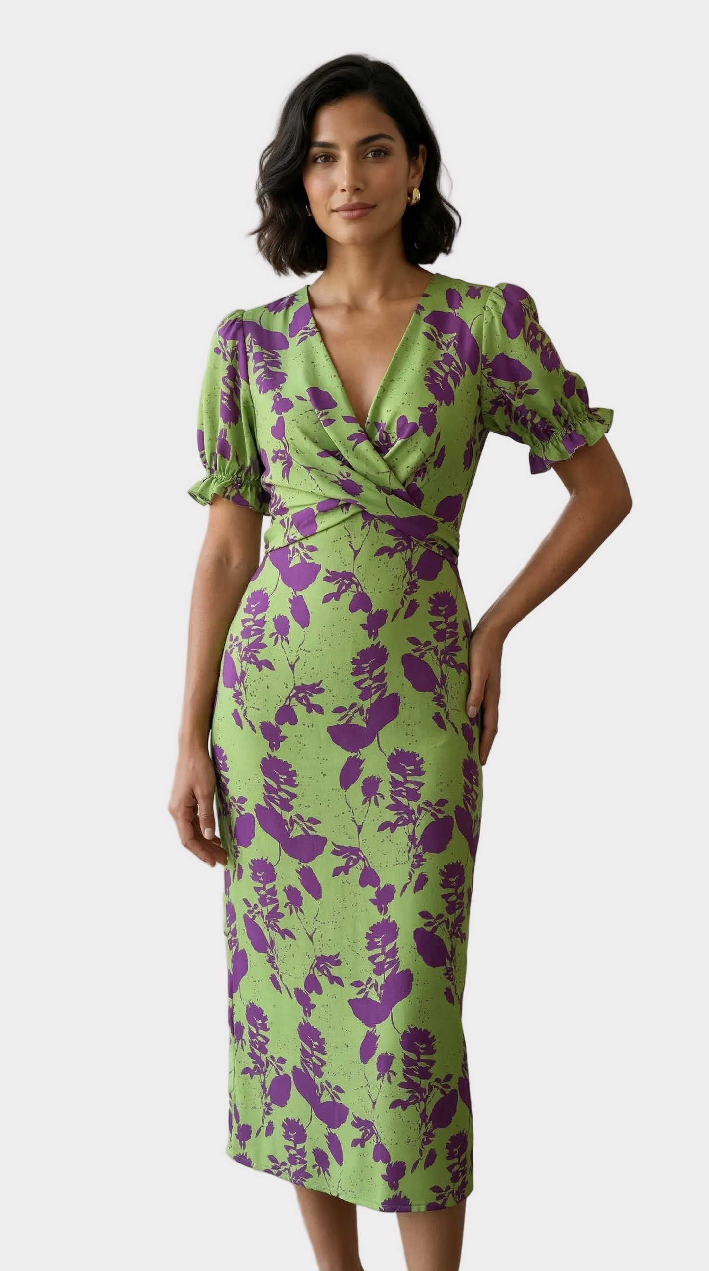 ALMA | Vestido Maxi con Nudo Frontal y Estampado Floral Delicado