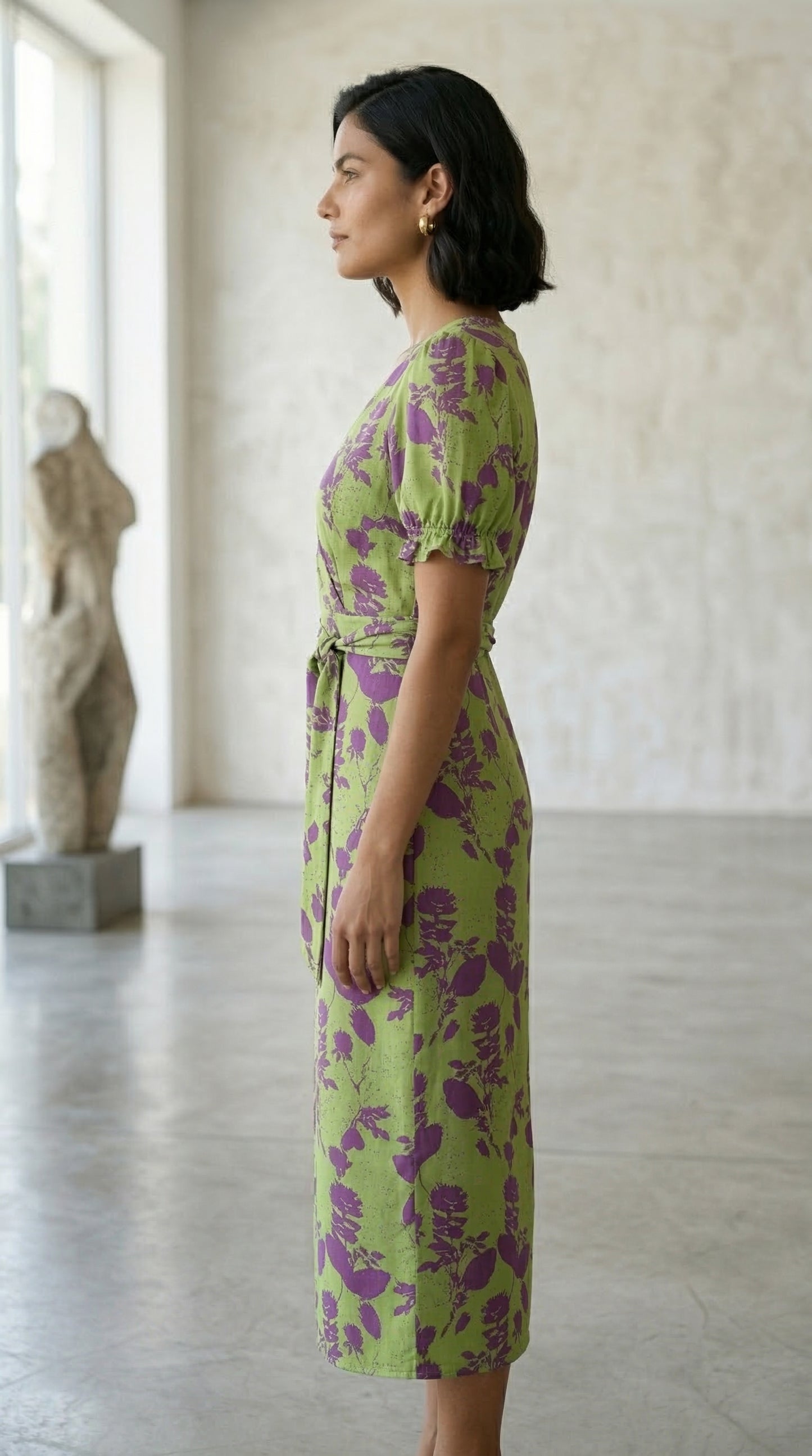 ALMA | Vestido Maxi con Nudo Frontal y Estampado Floral Delicado
