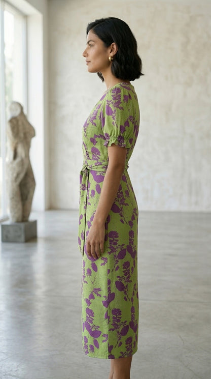 ALMA | Vestido Maxi con Nudo Frontal y Estampado Floral Delicado
