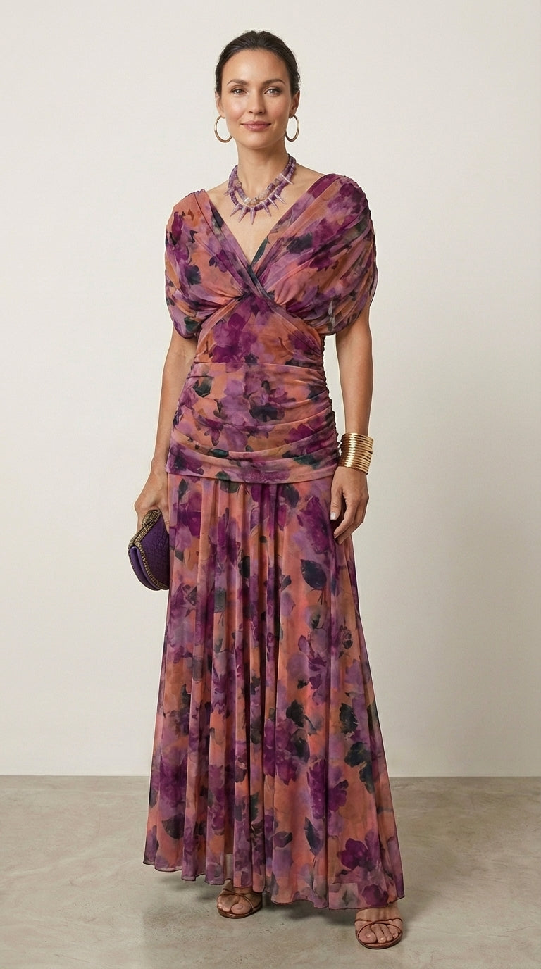 ROSANNA | Vestido largo floral con escote en V