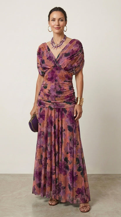 ROSANNA | Vestido largo floral con escote en V