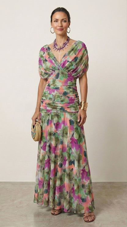 ROSANNA | Vestido largo floral con escote en V