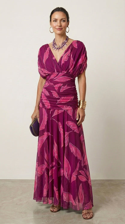 ROSANNA | Vestido largo floral con escote en V