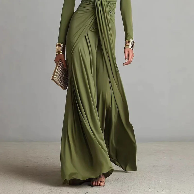 LEONORA | Vestido maxi con escote drapeado