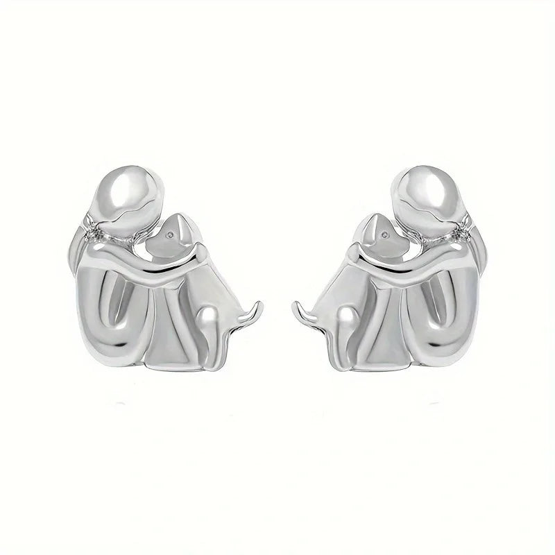 Pendientes Hug bicolor de plata y oro