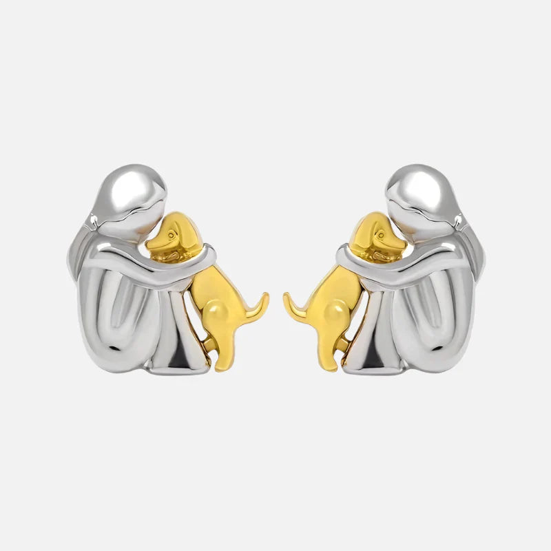 Pendientes Hug bicolor de plata y oro