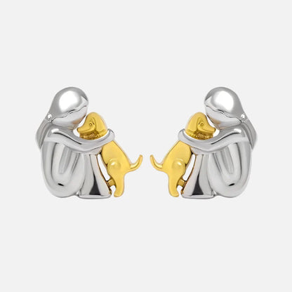 Pendientes Hug bicolor de plata y oro