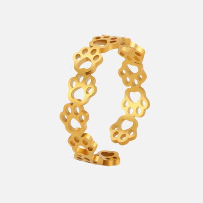 Anillo ajustable con huella de pata – Fabricado en acero inoxidable