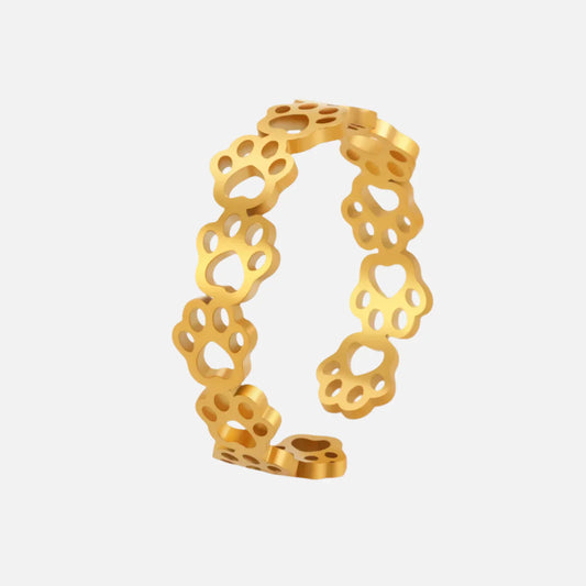 Anillo ajustable con huella de pata – Fabricado en acero inoxidable