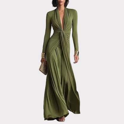 LEONORA | Vestido maxi con escote drapeado